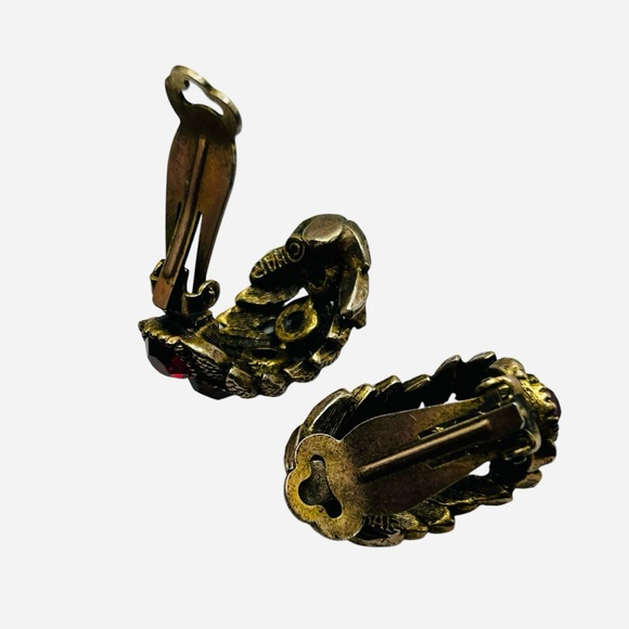 Vintage Volcanic Red Har Maltese Cross Brooch and Earring Demi Set - Picture 7 of 7